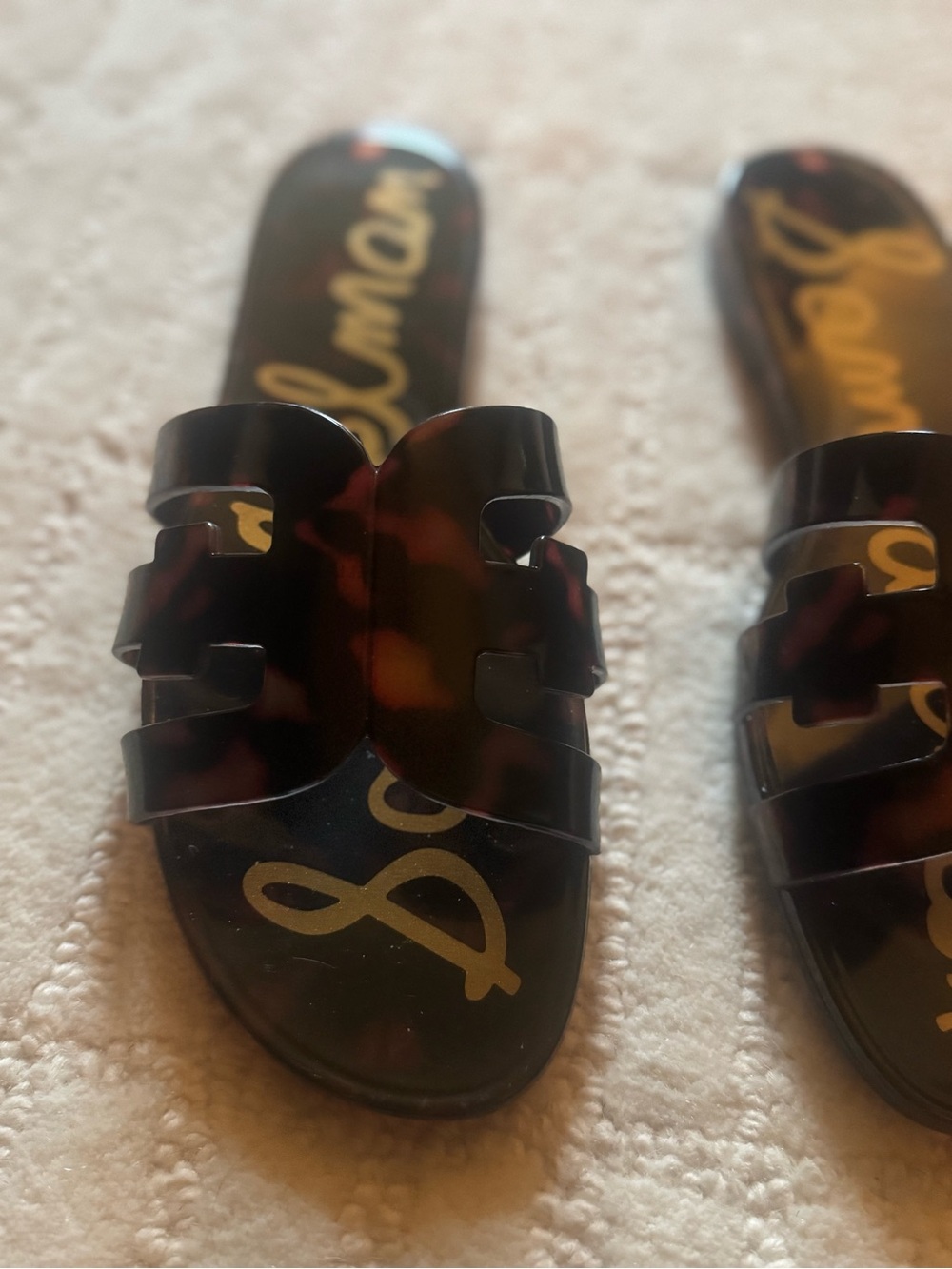 Sam Edelman Tortoiseshell Black and Brown Slide Sandals - Picture 8 of 11